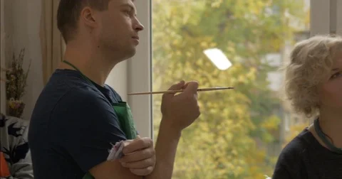 Lessons of painting. Video stock 83604254