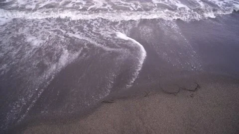 Lest Go text with small waves beach Stock Footage 164411489