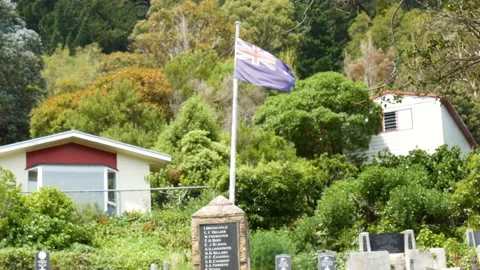 Lest we forget Flag ANZAC day, New Zealand, FLAG Video stock 147288288