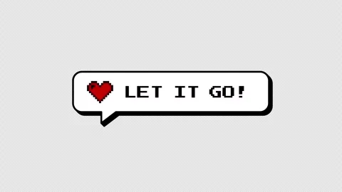Let It Go 8-bit pixel art comment balloon. Neubrutalism style. Video stock 316774402