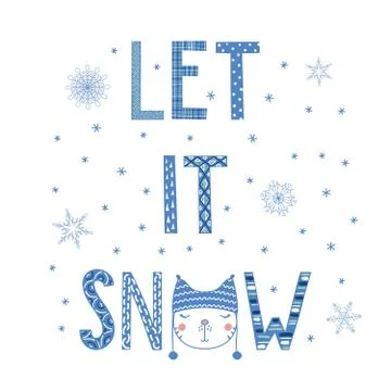 Let it snow cat poster Stock Illustration