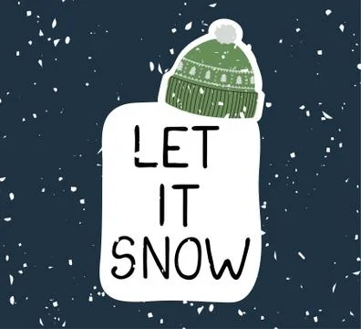 Let it snow - fun hand drawn grating card with lettering Stock Illustration