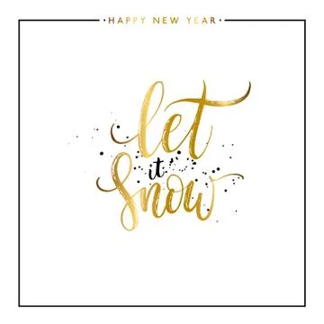 Let it snow gold text with splashes Stock Illustration