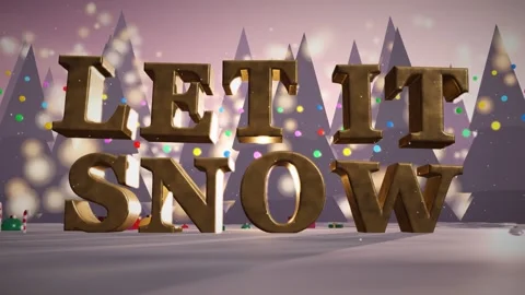 Let It Snow Snow Covered Stone Letters in a Fir Forest at Night with Falling Vídeos de archivo 342411495