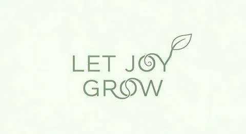 Let joy grow text with a growing plant sprout symbolizing expansion of happ.. Stock Illustration