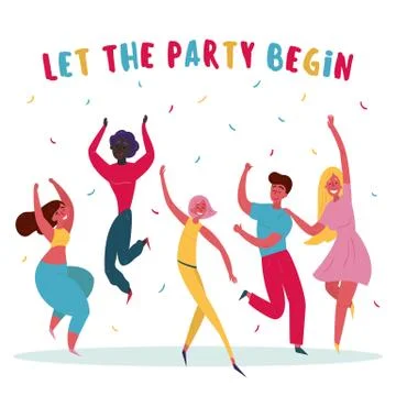 Let the party begin Group of people are having fun Stock Illustration