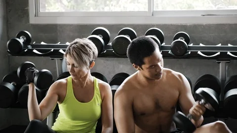 Let pump iron together. Stock Footage 103438554