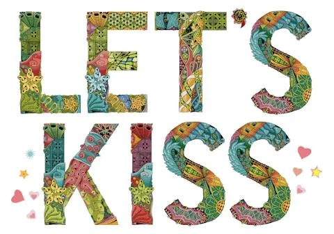 Let s kiss. Vector decorative zentangle object Stock Illustration