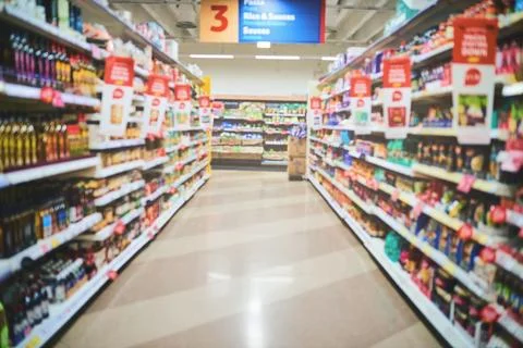 Let the shopping begin. Shot of an empty grocery store. Stock Photos