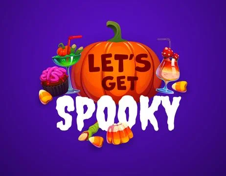 Let us get spooky quote, Halloween vector greeting Stock Illustration