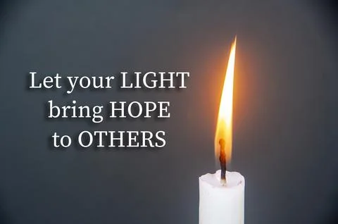 Let your LIGHT bring HOPE to OTHERS, Bold candle quote composition centered.. 库存照片