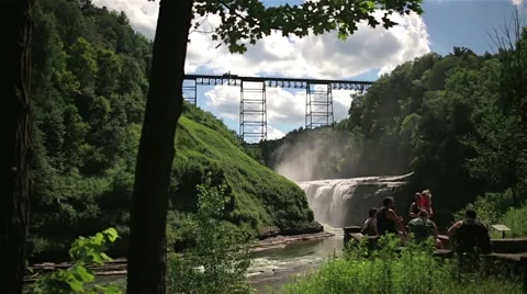 Letchworth State Park Upper Falls Video stock 53767964