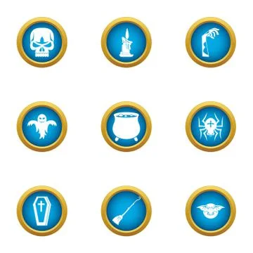 Lethal icons set, flat style Stock Illustration