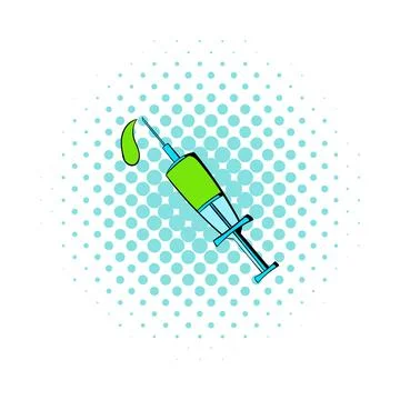 Lethal injection syringe icon, comics style Stock Illustration