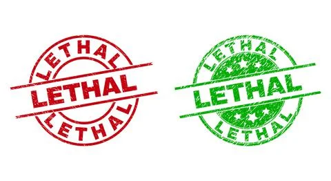 LETHAL Round Stamp Seals with Scratched Surface Stock Illustration