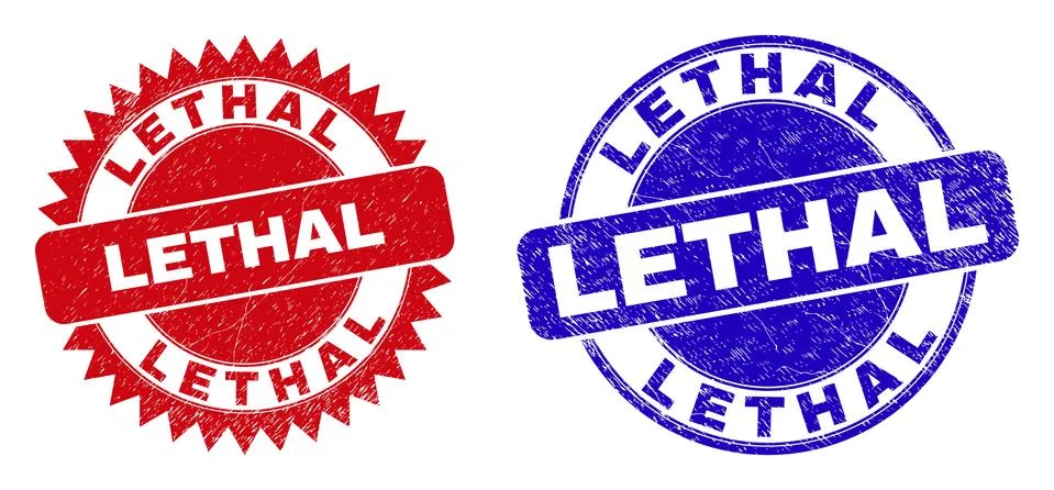 LETHAL Rounded and Rosette Stamp Seals with Corroded Texture Stock Illustration