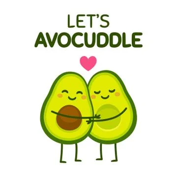 Let's Avocuddle Cute avocado couple Stock Illustration
