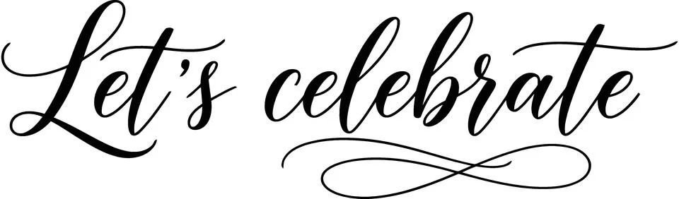 Let's Celebrate - Elegant Script Text for Joyful Occasions Stock Illustration