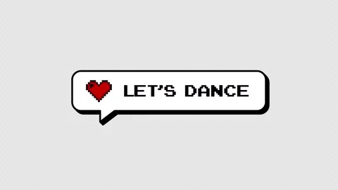 Let's Dance 8-bits pixel art comment balloon. Neubrutalism design. Stock Footage 316774353