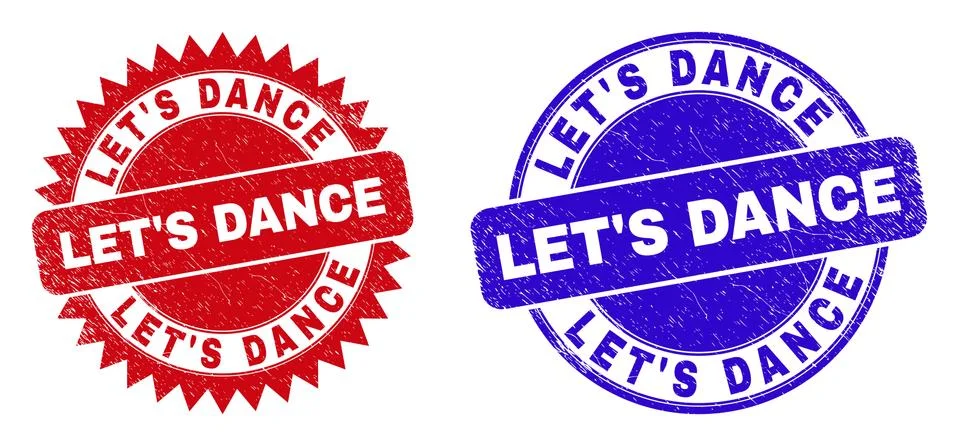 LET'S DANCE Rounded and Rosette Watermarks with Corroded Texture Stock Illustration