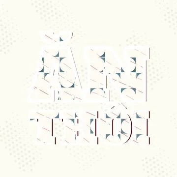 LET'S EAT presented in Vietnamese bold typography cutout with extruded depth sha 库存插图