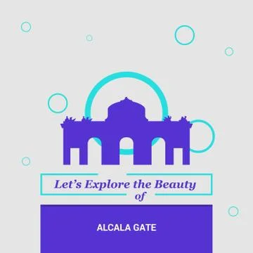 Let's Explore the beauty of Alcala Gate Madrid, Spain National Landmarks Ilustración de archivo