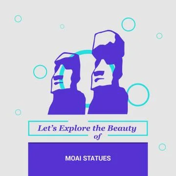 Let's Explore the beauty of Moai Statues Easter island, Chile National Landma Stock Illustration