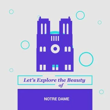 Let's Explore the beauty of Notre Dame Paris, France National Landmarks Stock Illustration