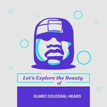 Let's Explore the beauty of Olmec Colossal Heads, Guatemala National Landmark Stock Illustration