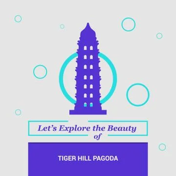 Let's Explore the beauty of Tiger Hill Pagoda Suzhou, China National Landmark Stock Illustration