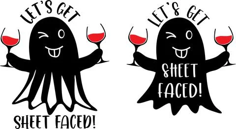 Let's Get Sheet faced, Halloween Holiday, Happy Halloween Stock Illustration