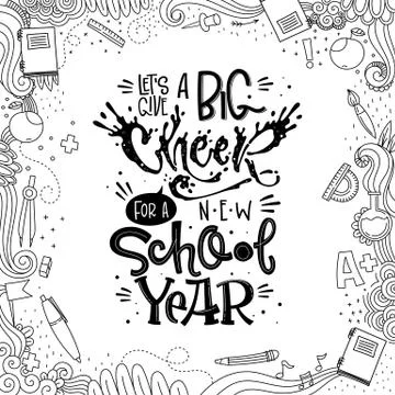 Let's Give a Big Cheer for a New School Year quote. Stock Illustration