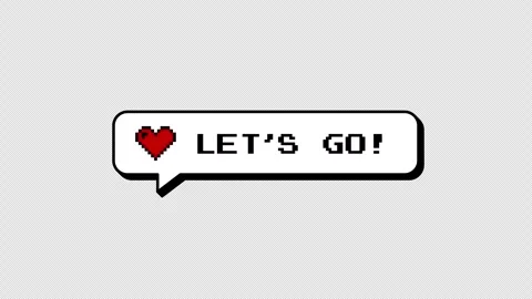 Let's Go! 8-bits pixel art neubrutalism comment balloon. Alpha. Stock Footage 316774378