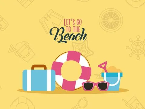 Lets go beach background flat Illustrazione stock