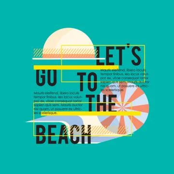 Let's Go To The Beach Quote Illustrazione stock