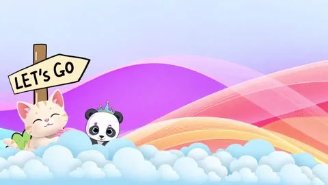 Let's go kitty and panda on a cloud Stock Footage 299149061