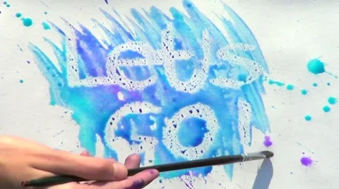 Let's go lettering appearance. Hidden nscription comes in sight Stock Footage 67373857