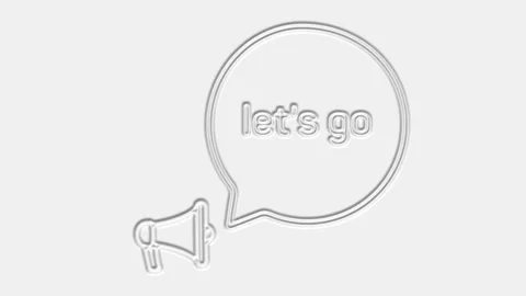 Let's go. Megaphone with lets go text speech bubble banner. Loudspeaker. 4K Video stock 165781172