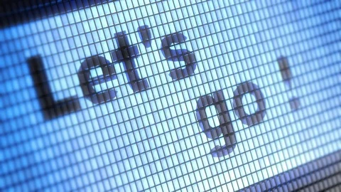 "Let's go!" on the Screen. 4K Resolution. Encoder Prores 4444. Video stock 84084887