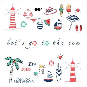 Lets go the the sea Stock Illustration
