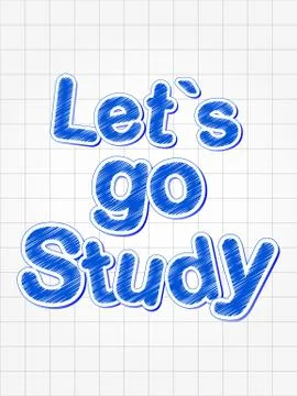 Let's go study in blue over squared sheet Stock Illustration