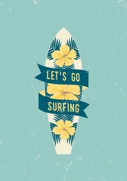 Let's Go Surfing Poster Design Stock Illustration