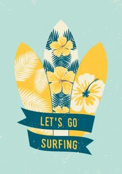 Let's Go Surfing Poster Design Stock Illustration