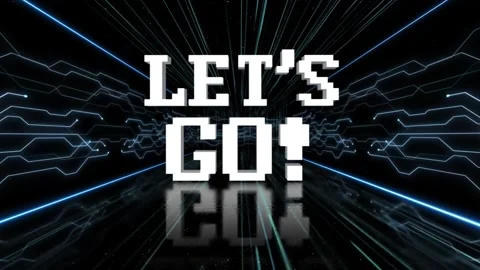 LET’S GO Text Animation in the Tech Room, on Alpha Channel, Loop 스톡 동영상 300959452