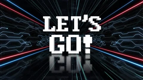 LET’S GO Text Animation in the Tech Room, on Alpha Channel, Loop 库存影片 303472909