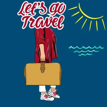 Let's go travel vector background design. Let's go travel the world text with 스톡 일러스트