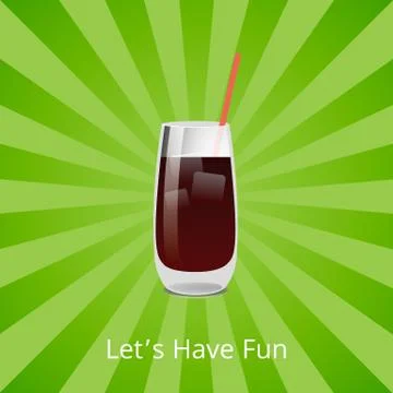 Lets Have Fun Vodka or Rum Cola Cocktail with Ice Stock Illustration