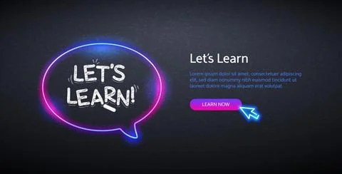 Lets Learn Website Template with Neon Stock Illustration
