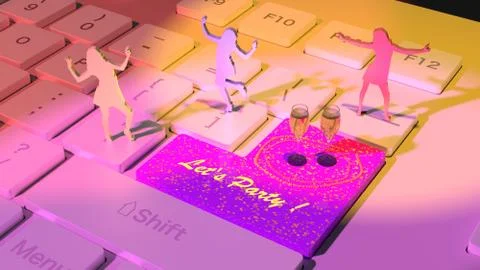 Lets party keyboard red Stock Illustration