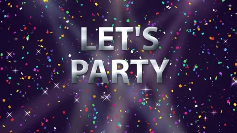 Let's Party Text with Glitter Sparkles and Stage Lights Loop Видео 340758293